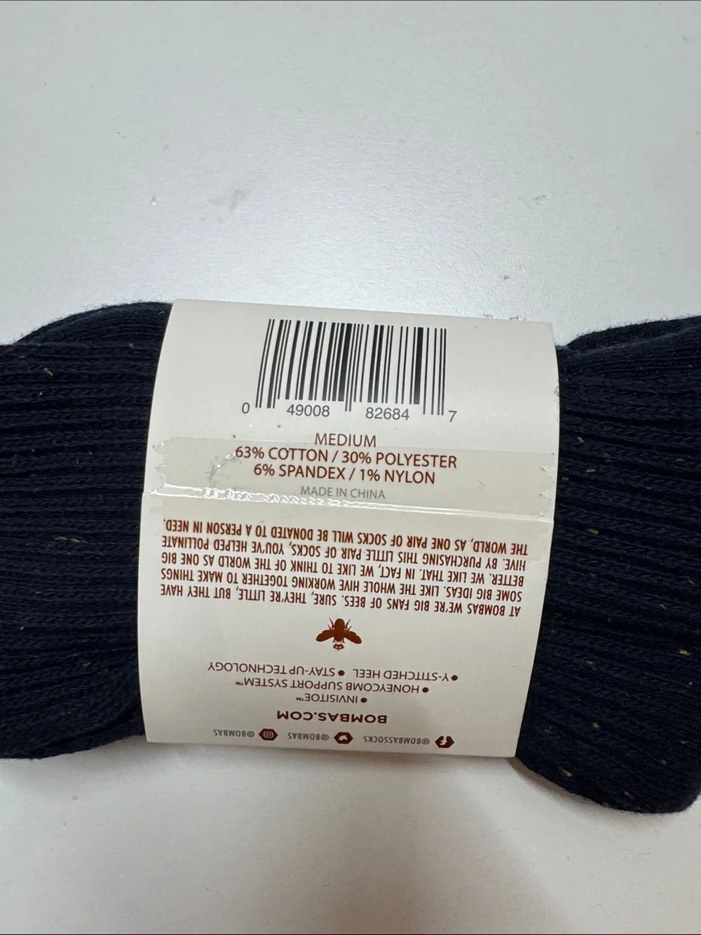 Bombas Navy Crew Socks with Fleck Detail